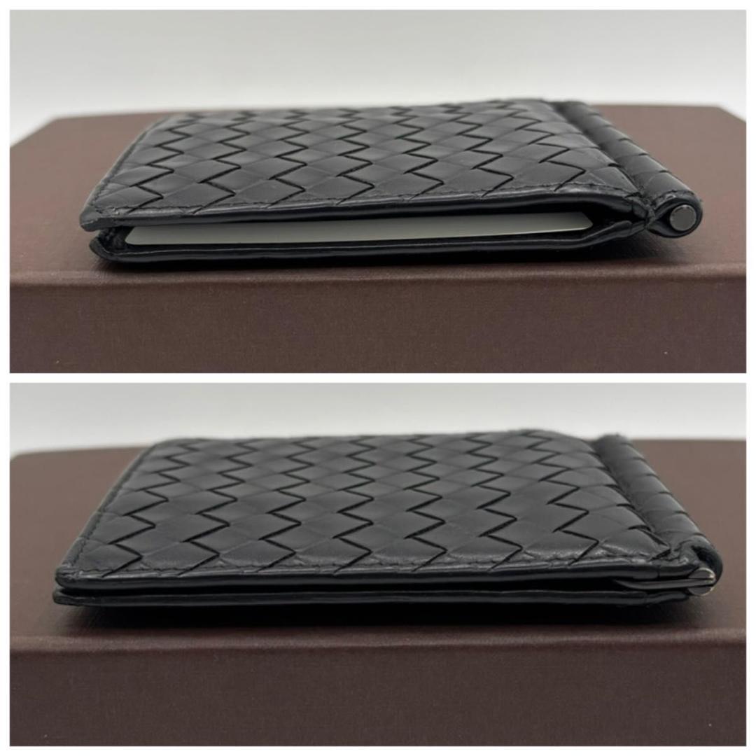 美品　ボッテガヴェネタ　イントレチャート　マネークリップ　折り財布　黒　お札入れ