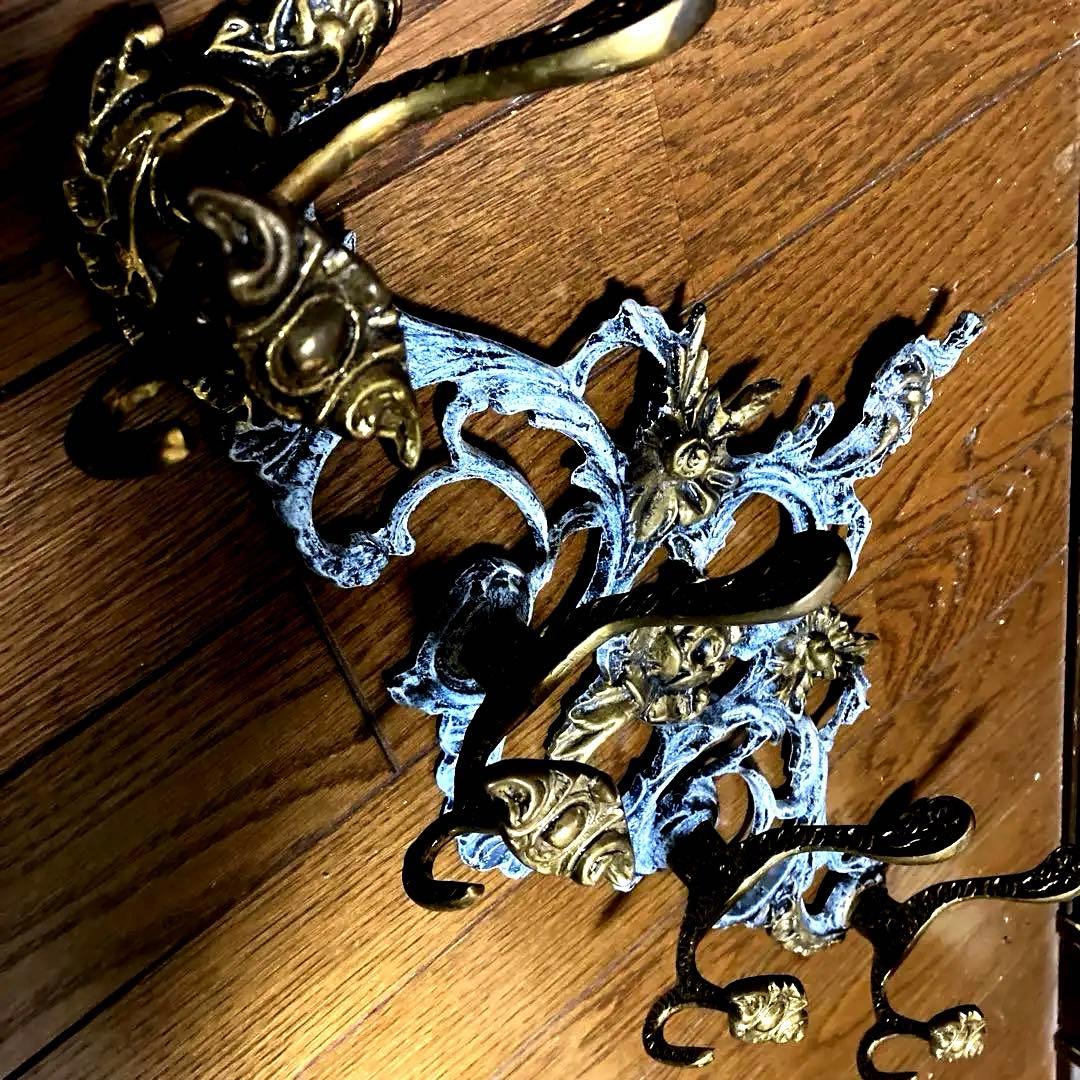 イタリア製　バロックスタイル 真鍮製コートハンガー 4フック