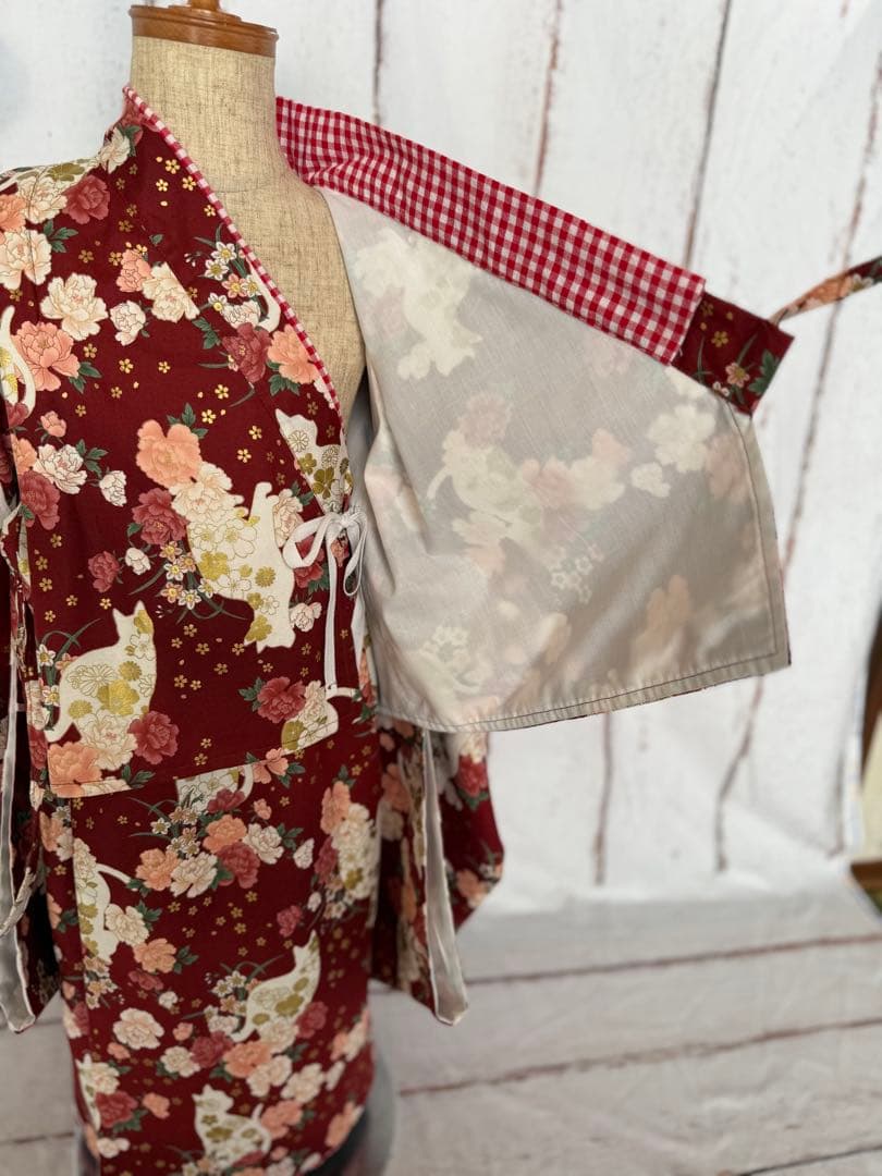 七五三着物　チュール被布　3歳　90〜110サイズ　ハンドメイド