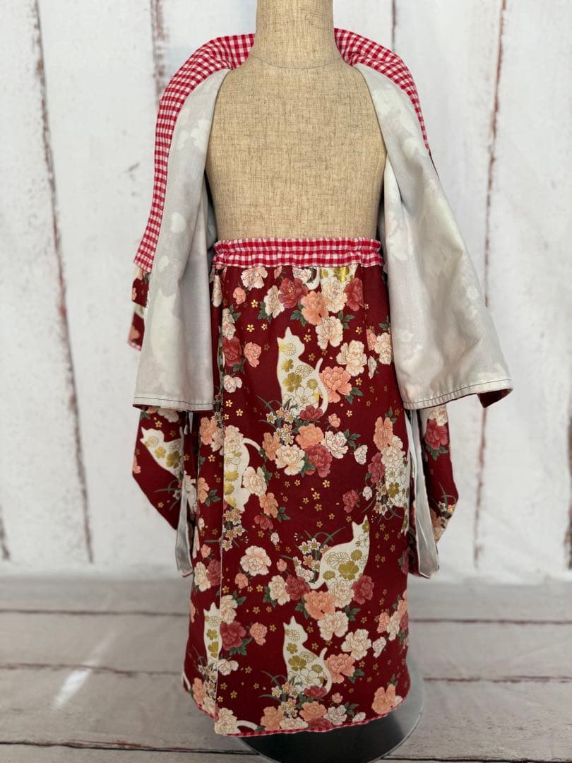 七五三着物　チュール被布　3歳　90〜110サイズ　ハンドメイド