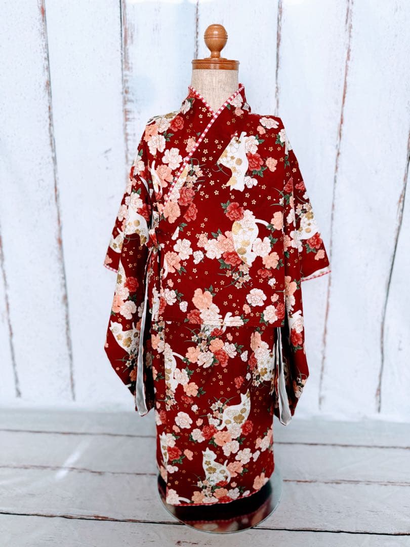 七五三着物　チュール被布　3歳　90〜110サイズ　ハンドメイド