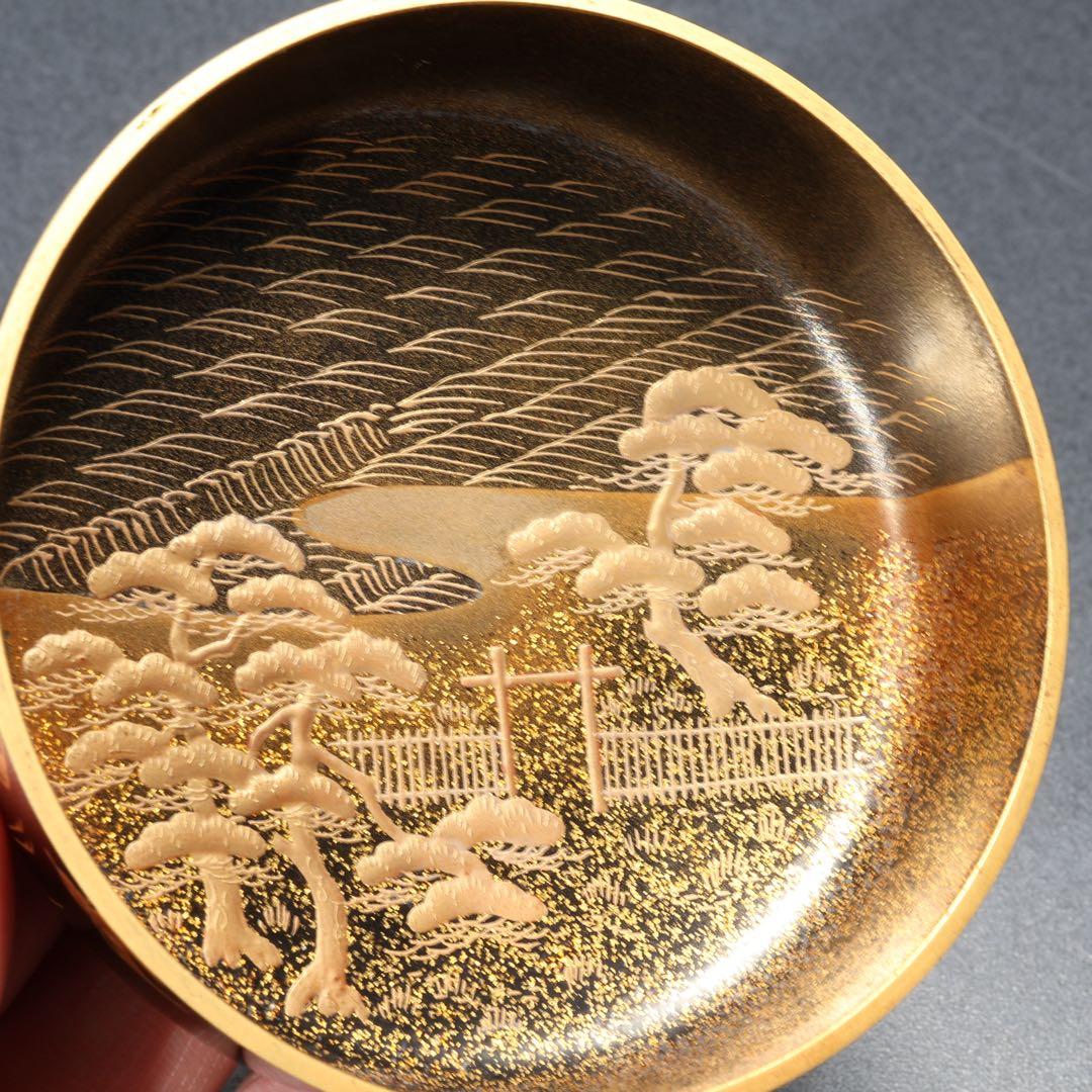 棗　須磨蒔絵　中村孝也　金蒔絵　共箱　共布　R1687