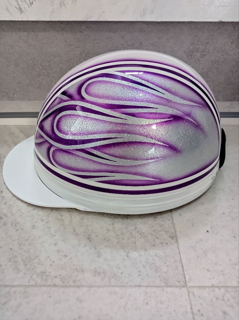 カスタムコルク半　白✘Candyパープルファイヤー　七色ラメ