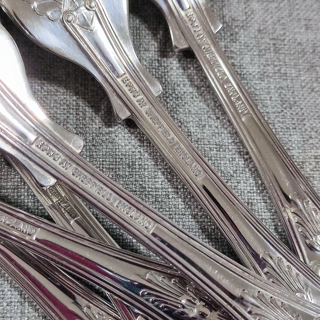 英国　キングスパターン　シルバープレートフォーク　デザートフォーク18.3cm