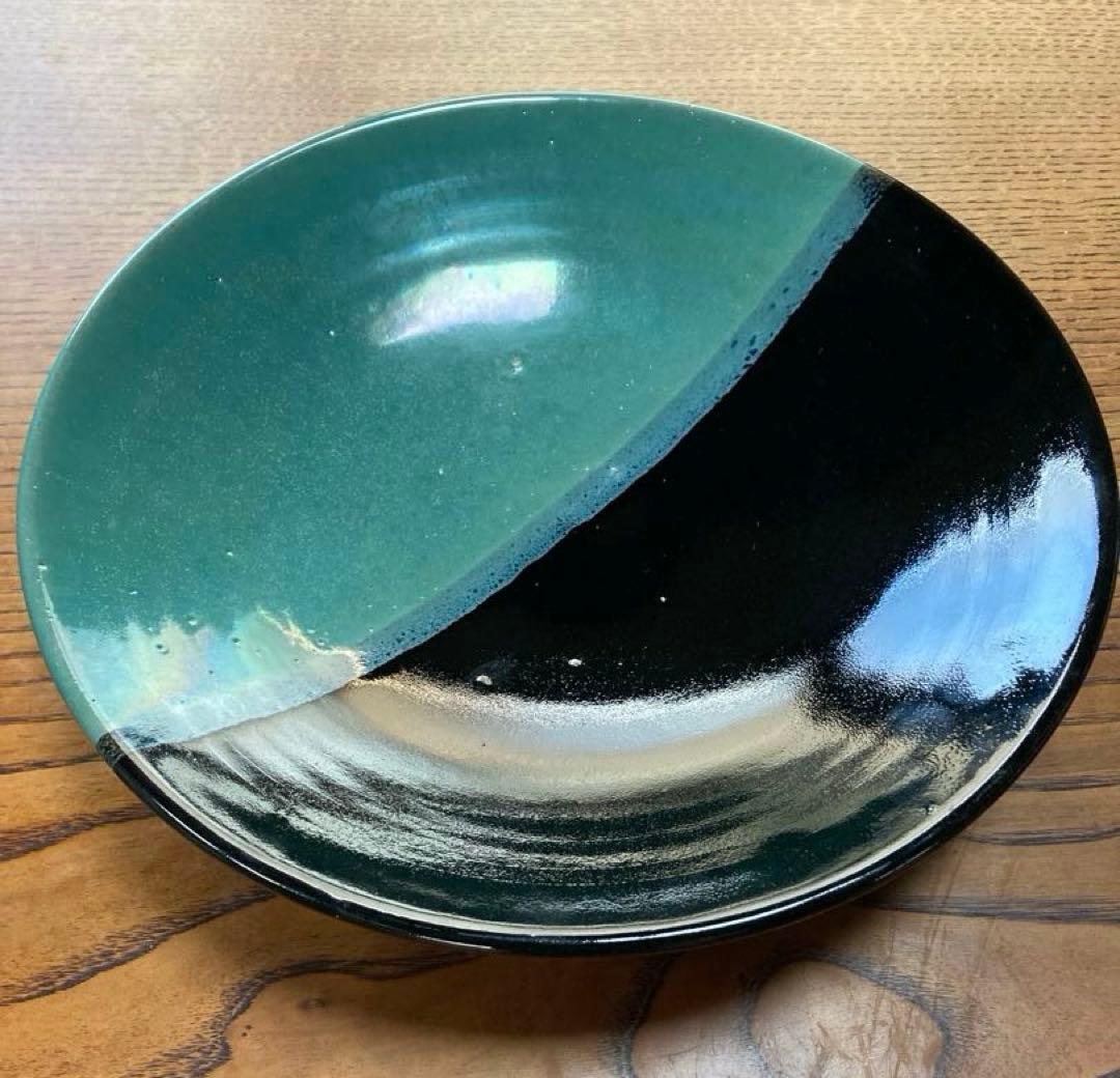 民藝 牛ノ戸焼 染分一尺大皿