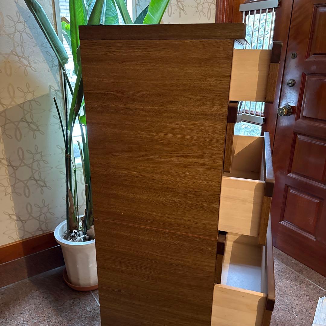 【美品】ブラウン木製モダンチェスト 6引き出し