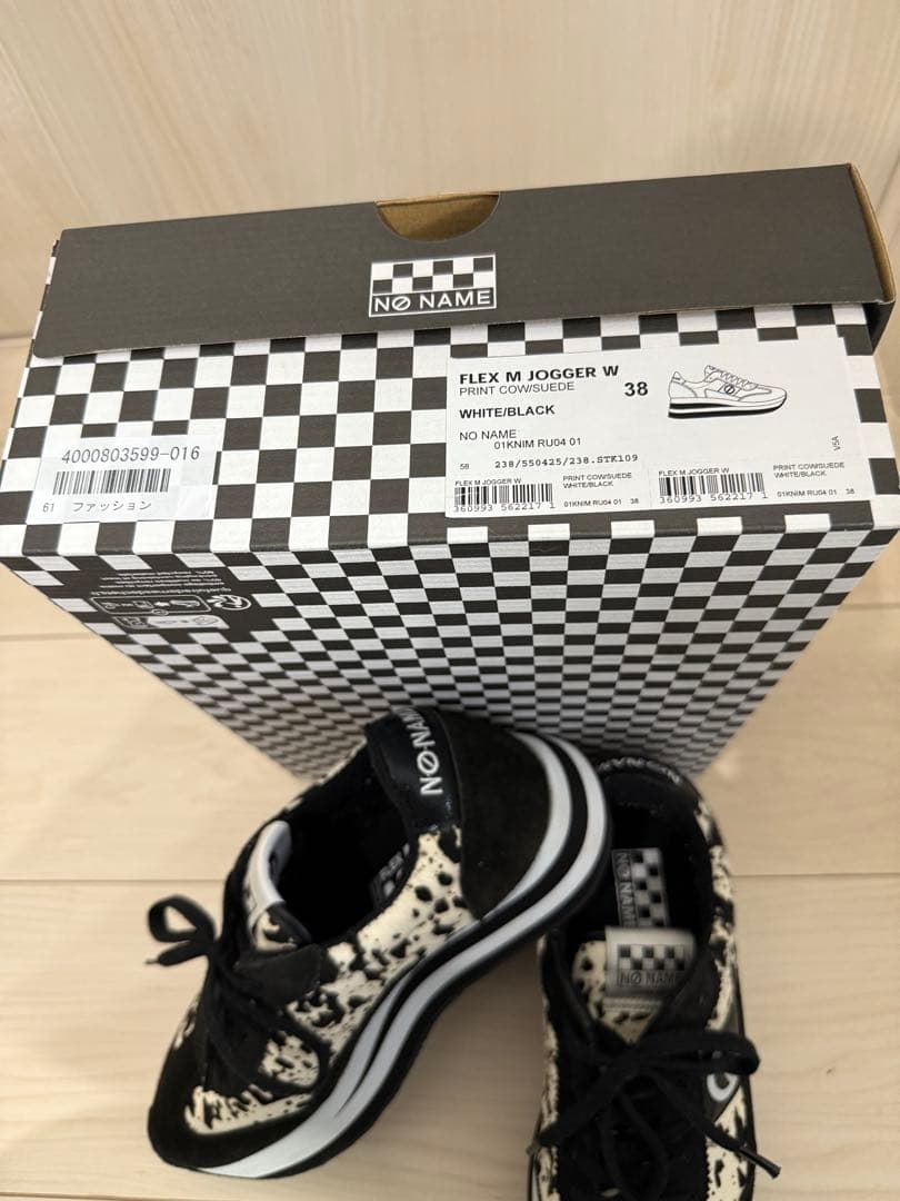 NO NAMEスニーカー 牛革コンビ軽量　ポニーヘア柄フレックスジョガー