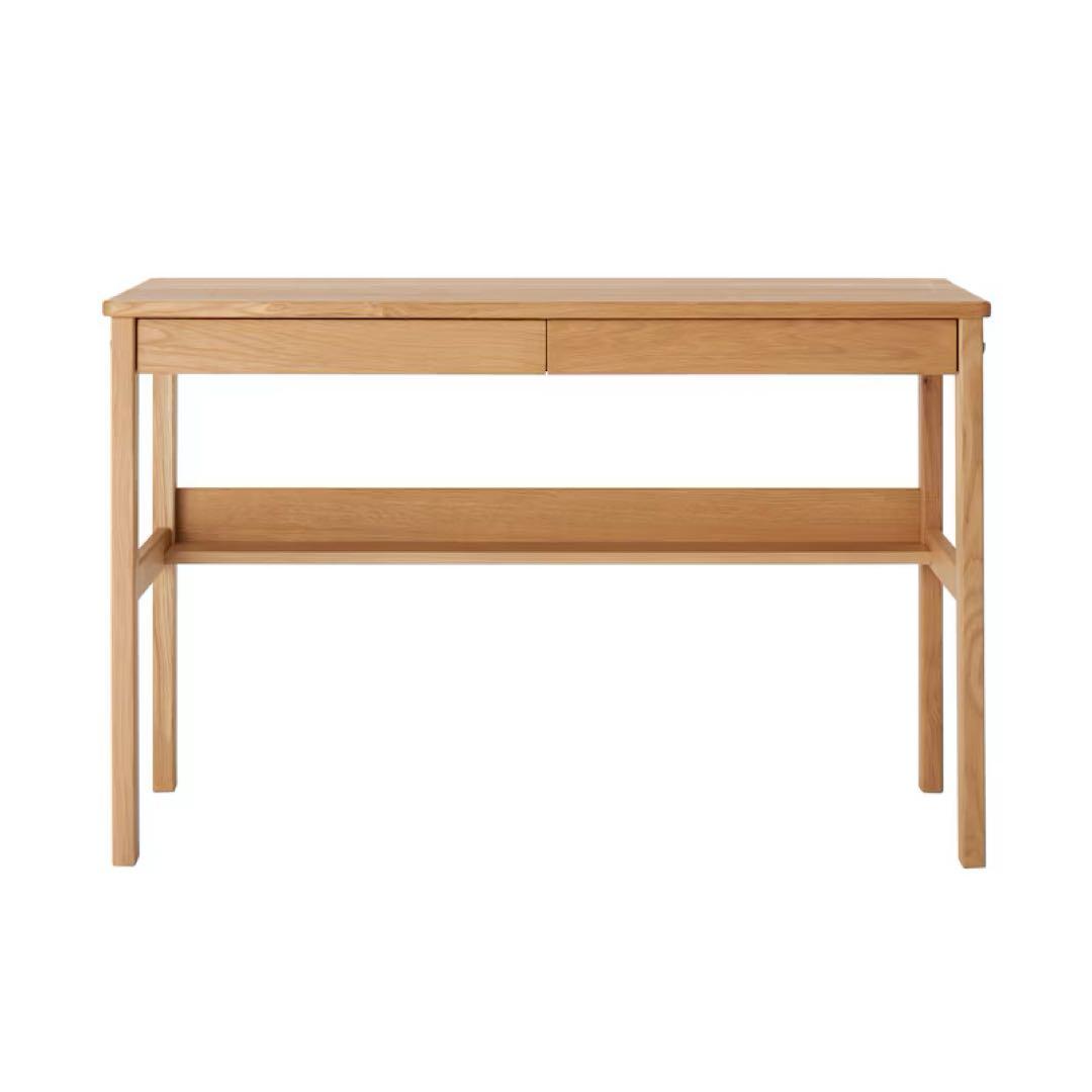 無印良品　オーク材　無垢材デスク(引出・足元棚付) 説明書付き