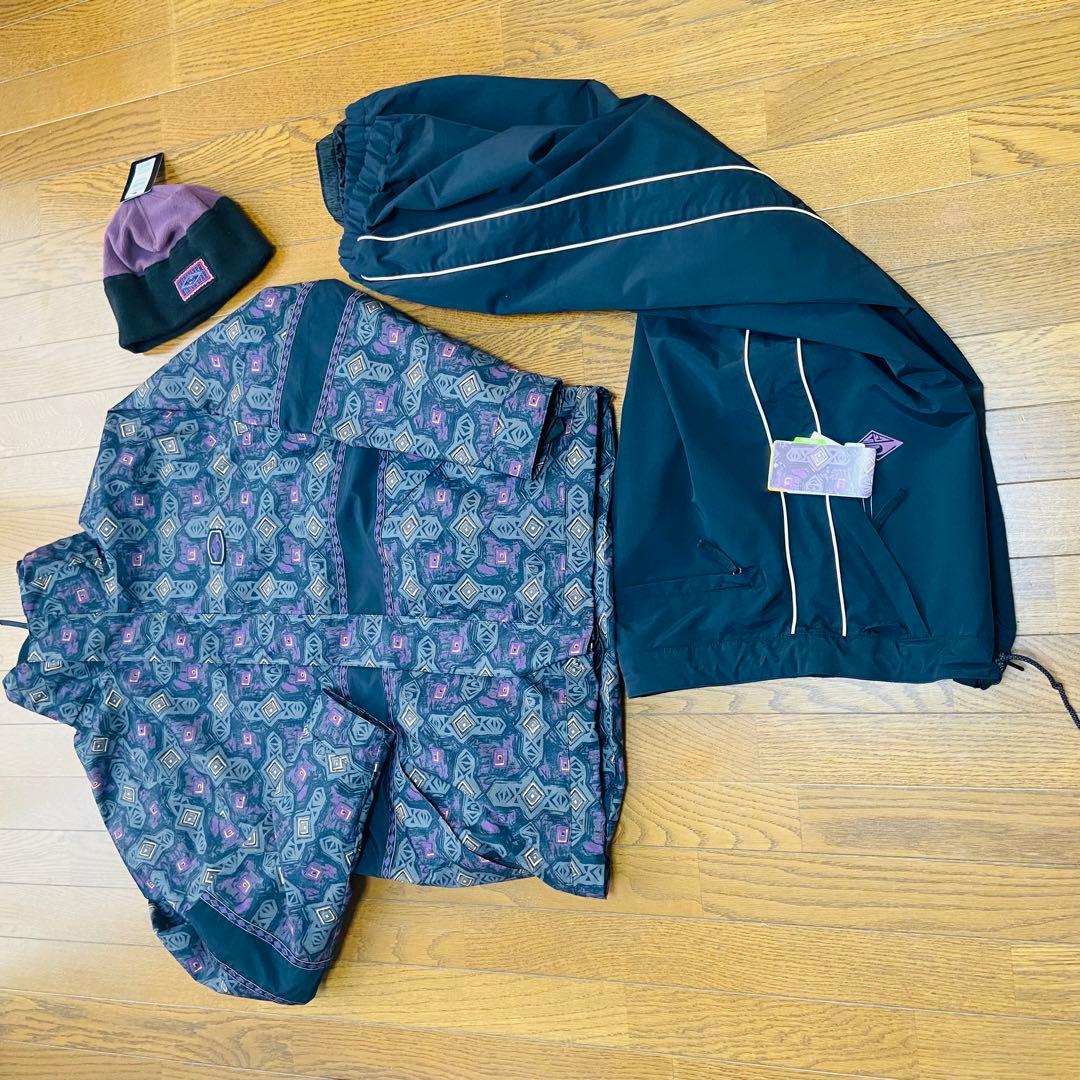 新品90s風クイックシルバースノーボードジャケットパンツウェア上下セットおまけ付