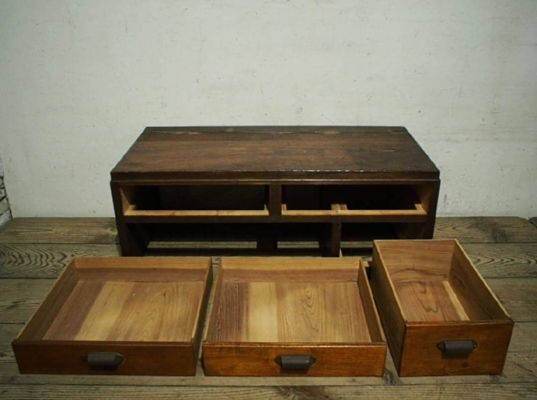 1038 ヴィンテージ　ロータイプの片袖机　文机　ローテーブル　引き出し　レトロ