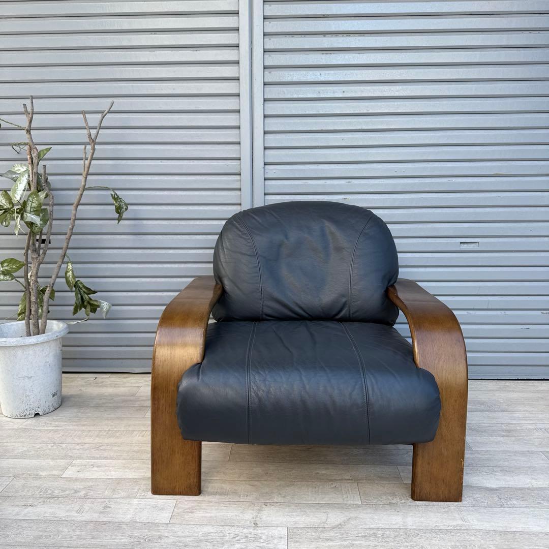 飛騨産業　ヴィンテージ 本革　1人掛けソファ　シングルソファ　キツツキ　②