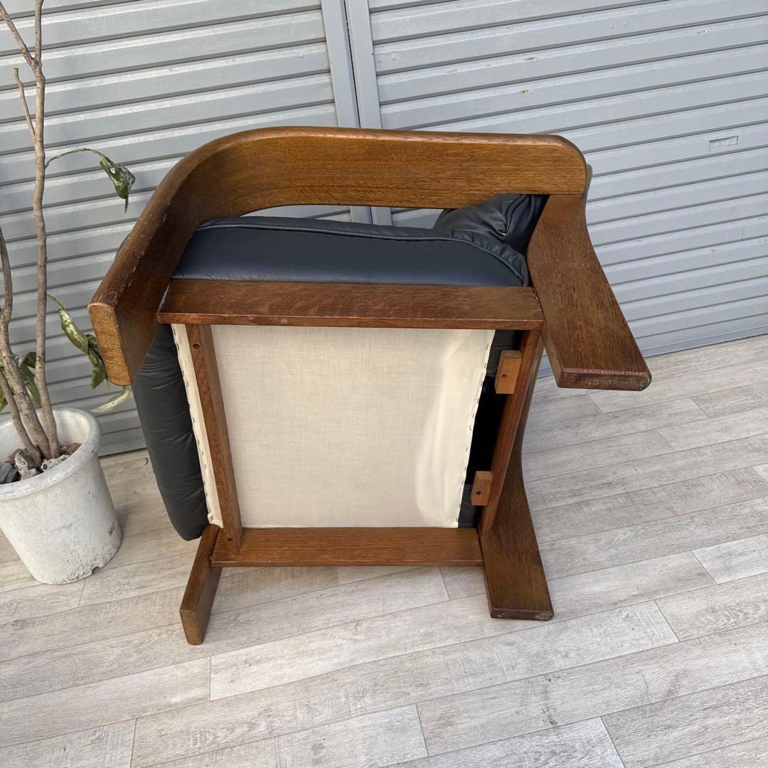 飛騨産業　ヴィンテージ 本革　1人掛けソファ　シングルソファ　キツツキ　②