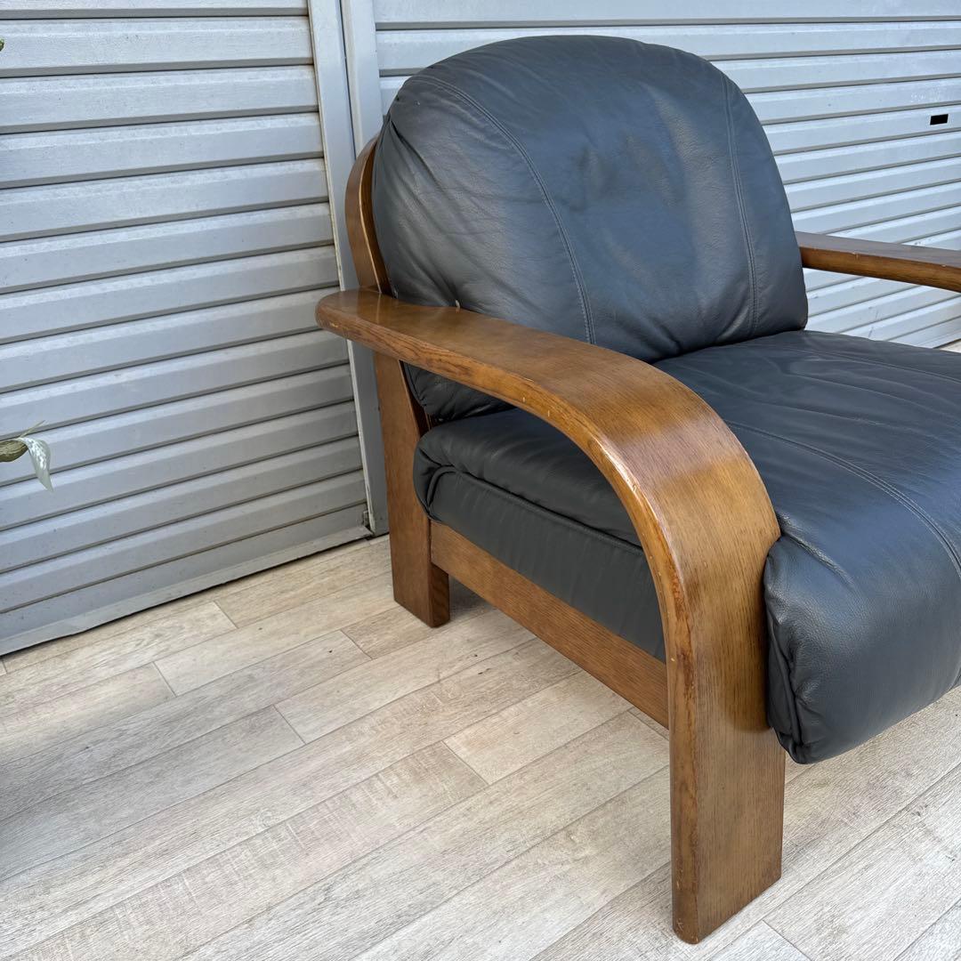 飛騨産業　ヴィンテージ 本革　1人掛けソファ　シングルソファ　キツツキ　②