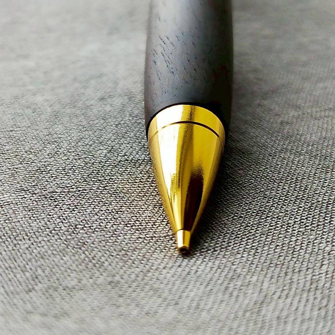 小笠原桑　ハンドメイド　木軸シャープペン　0.5mm　天然木　ゴールド