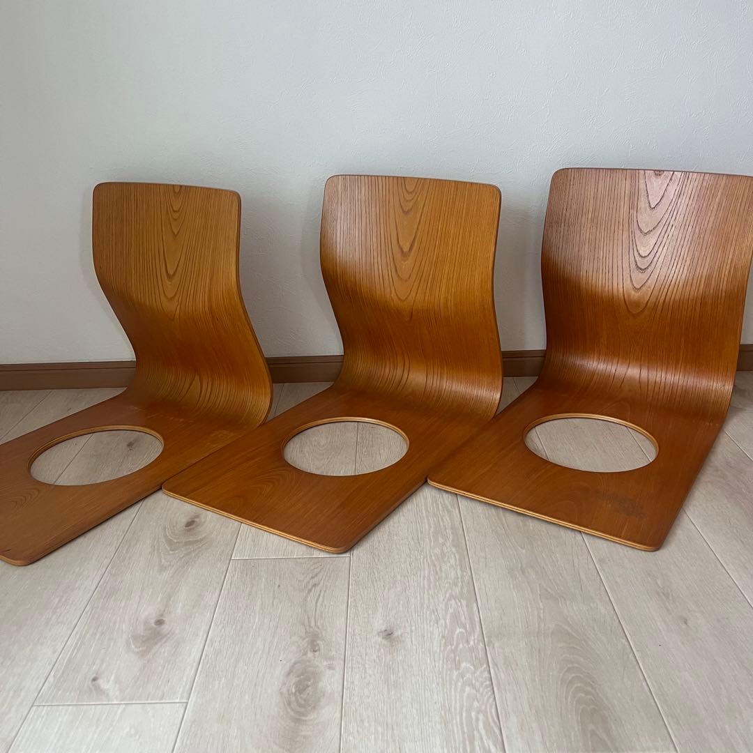 木製オープンシート座椅子3脚セット