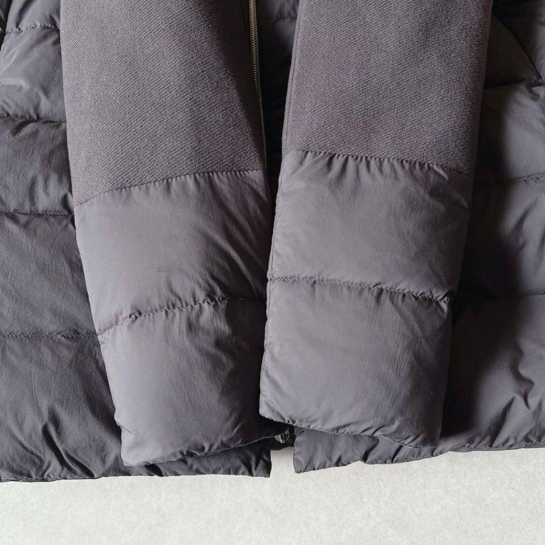 美品★HERNO｜定価21万 ウール 異素材切替 ロングダウン グレー 44