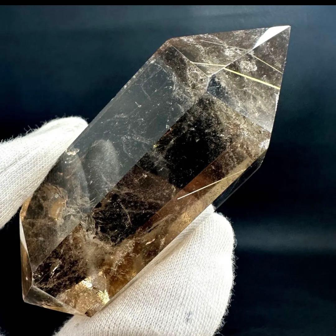 【金運· 魔除 】ルチルクォーツ ☆虹☆スモーキークォーツダブルポイントA950