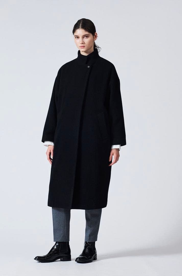mizuiroind ウールブレンドスタンドカラーコート