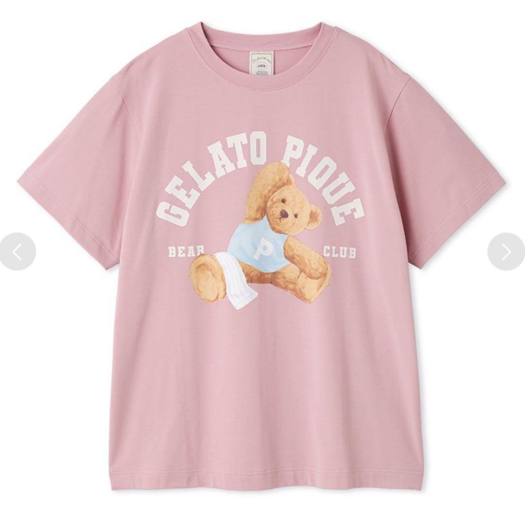 ジェラートピケ♡スポーティーベアワンポイントTシャツ＆総柄ショートパンツセット