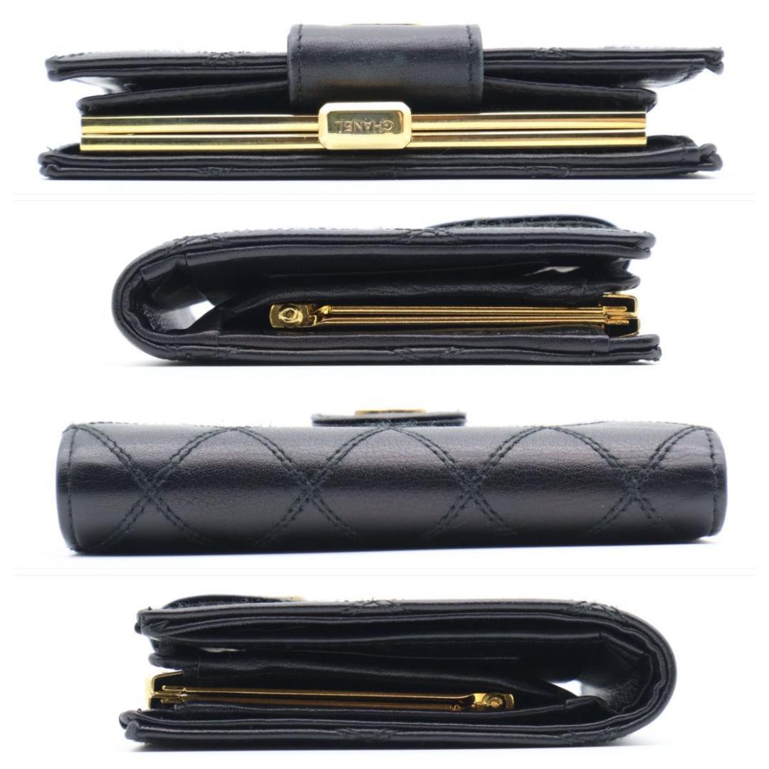 【超極美品】CHANEL ビコローレ　がま口二つ折り財布　黒