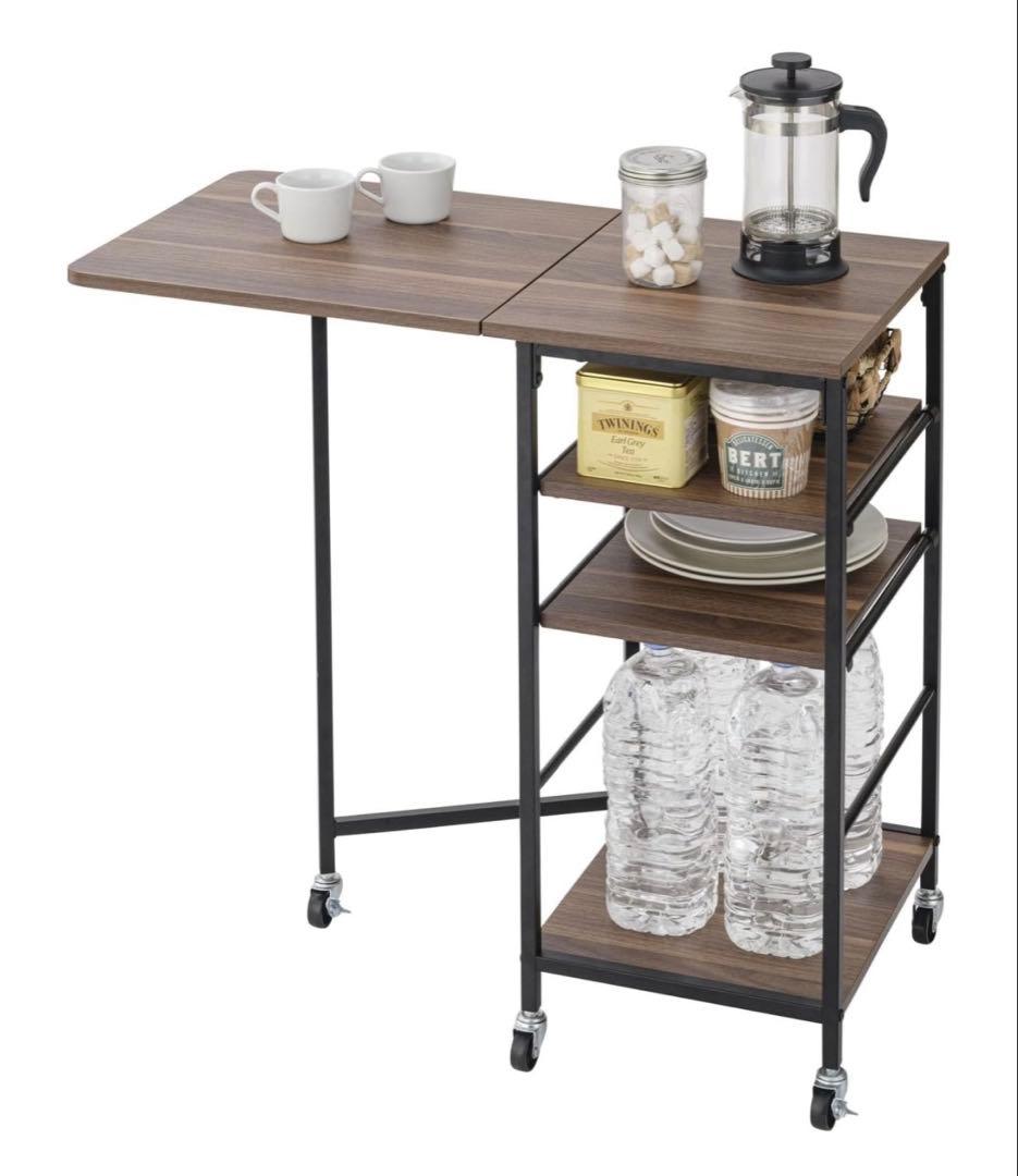 ルミナス キッチンワゴン 幅80cm 4段 バタフライワゴン 木製 BFW-BR