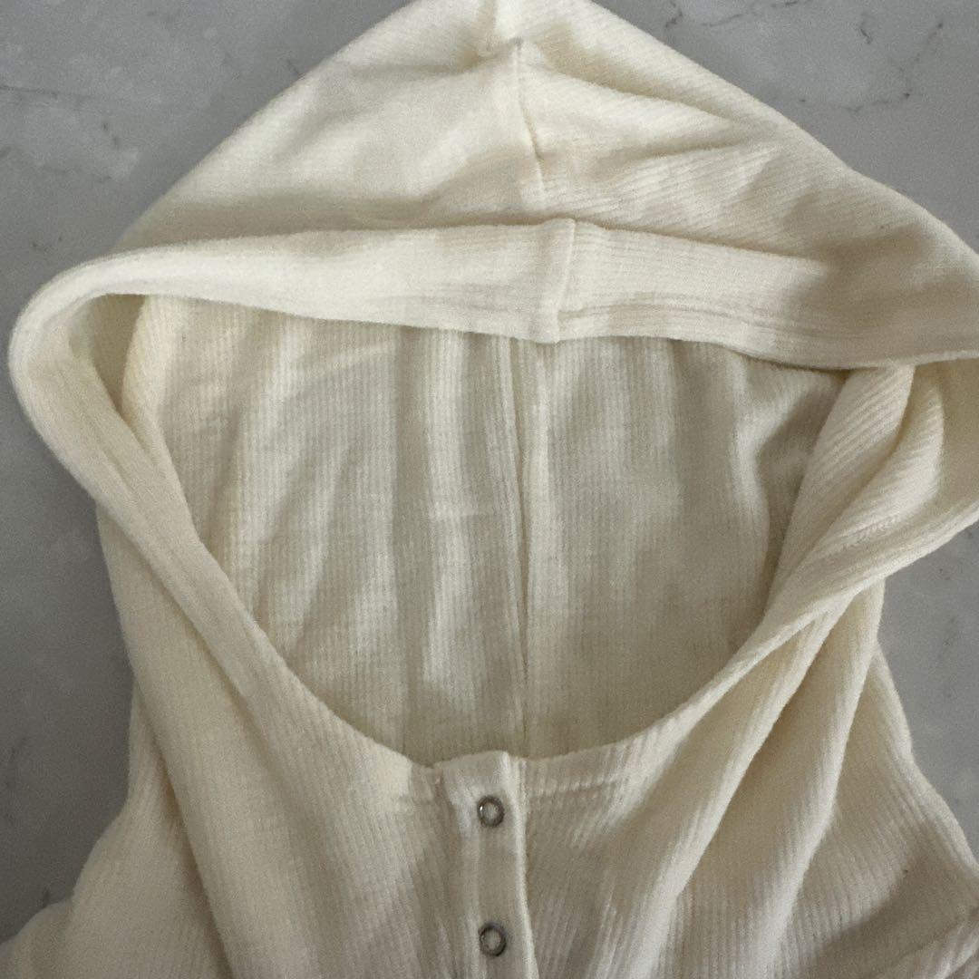 clane WOOL RIB HOODED TIGHT TOPS アイボリー 1