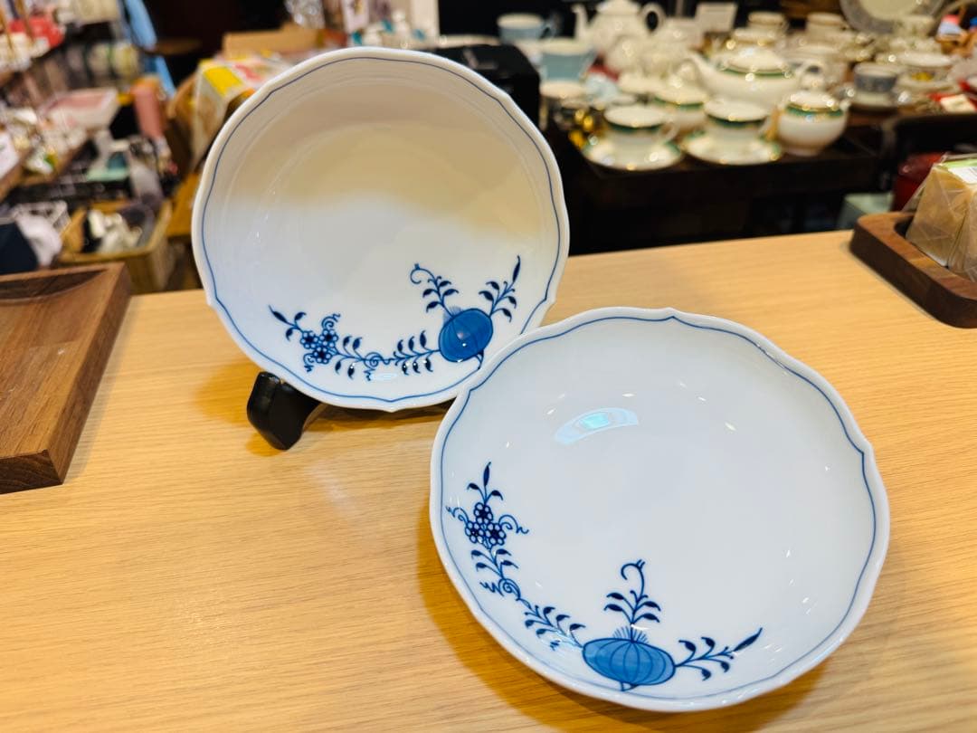 B8044【マイセン】ブルーオニオン スタイル プレート 小皿 2枚