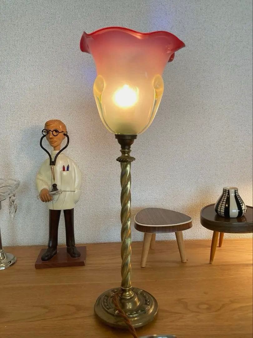 イギリス　1920年　ヴァセリン（ウラン）　ランプシェード　オパールセント