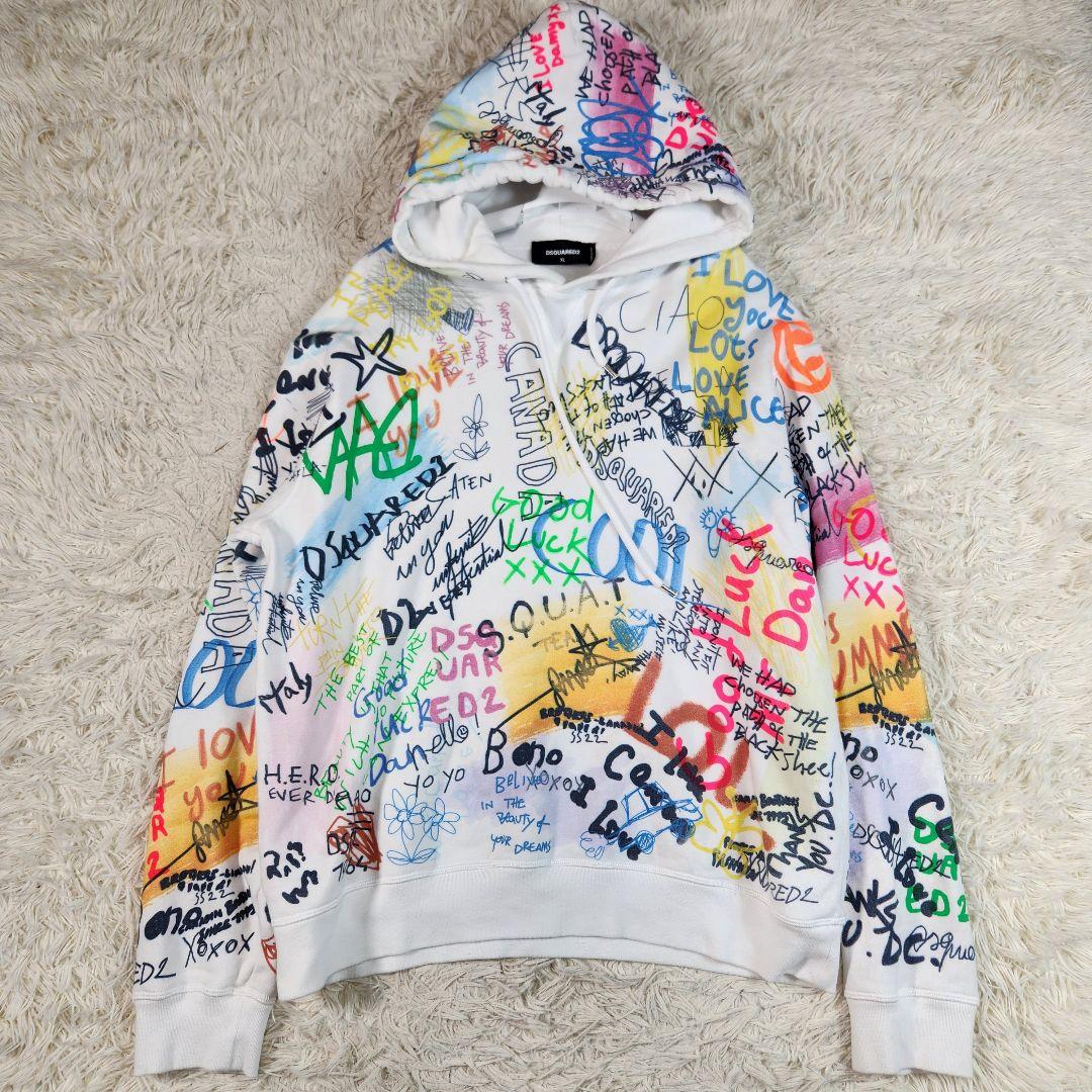 定価110000円 Dsquared2 グラフィティーパーカー　XL メンズ　白