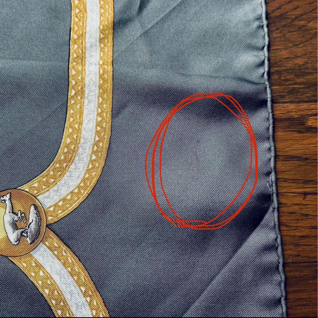 【HERMÈS カレ90 】エルメス スカーフ 犬 狩猟柄 グレー