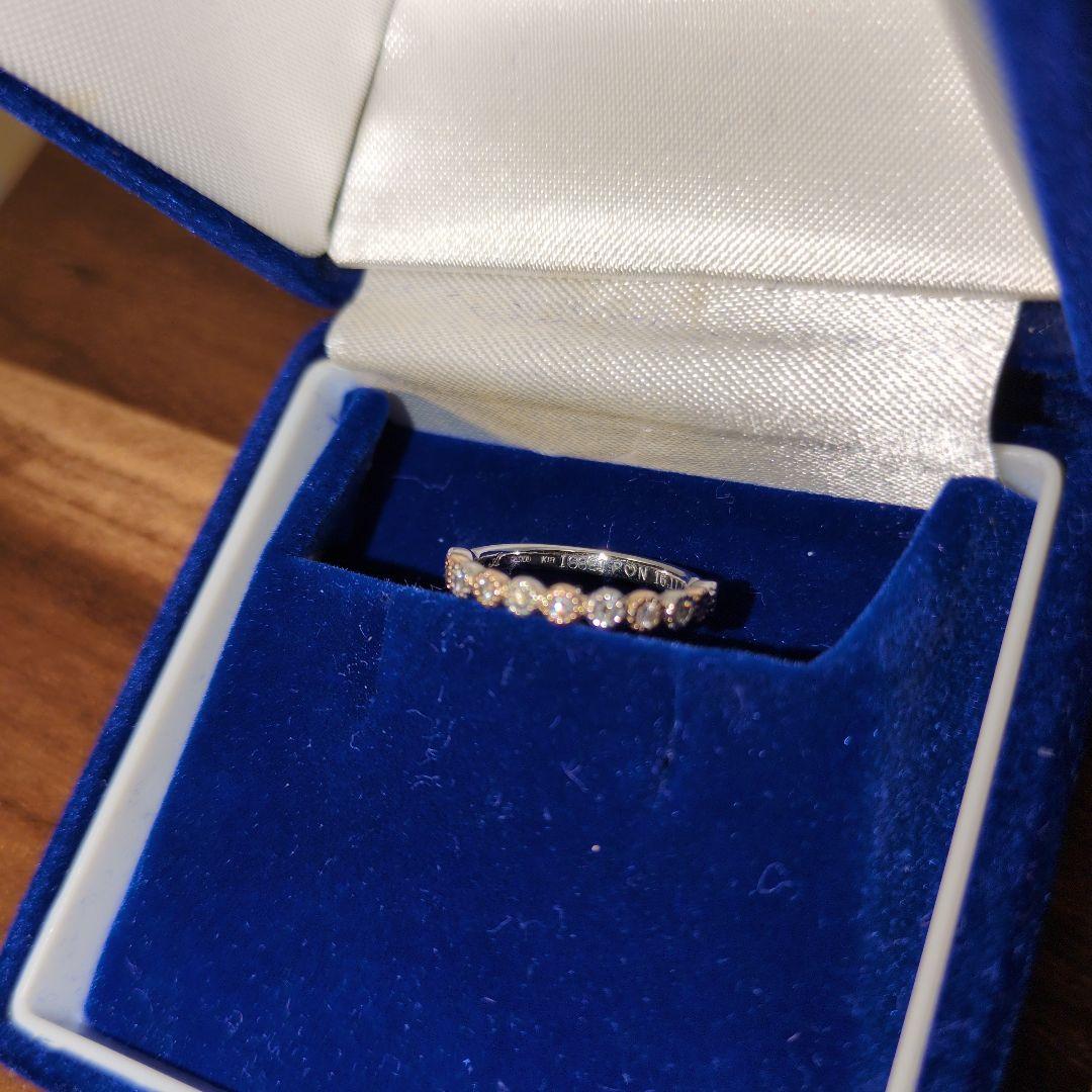 猫*事様 K18、Pt900コンビリング　プチダイヤ✨ミル打ち　ピンキー