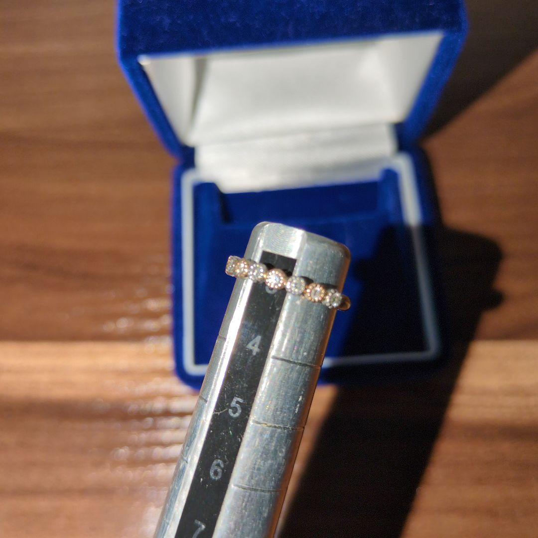 猫*事様 K18、Pt900コンビリング　プチダイヤ✨ミル打ち　ピンキー