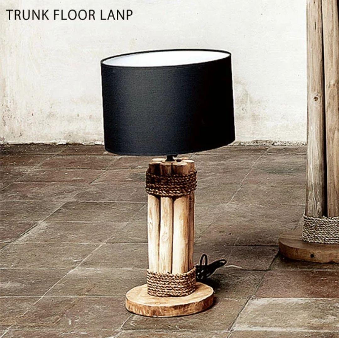 木製フロアスタンドランプ ロープ装飾付き