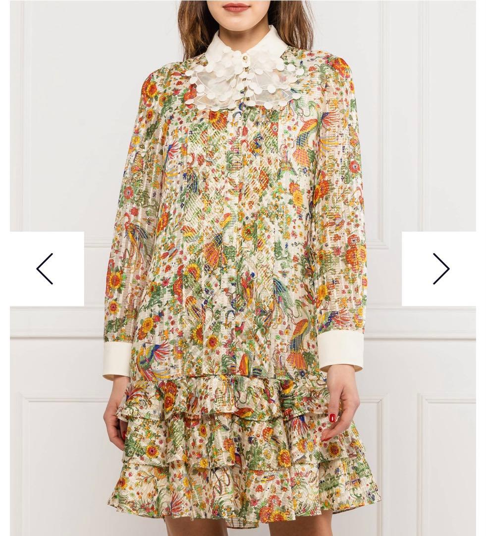 お値下げ　TORRYBURCH 花柄　シルクワンピース　トリーバーチ　襟付き