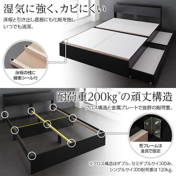 ベッド  モダン ブラック セミダブル マットレス付きds-2151015