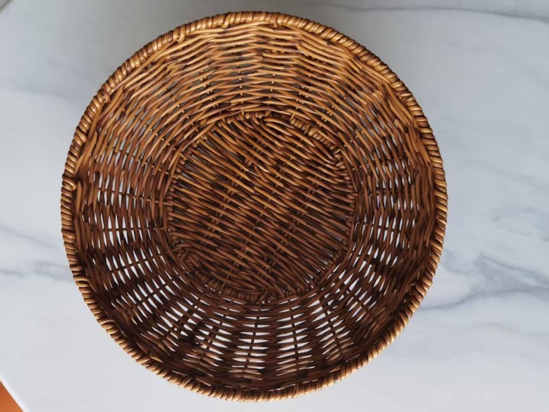 籐製円形バスケット ブラウン