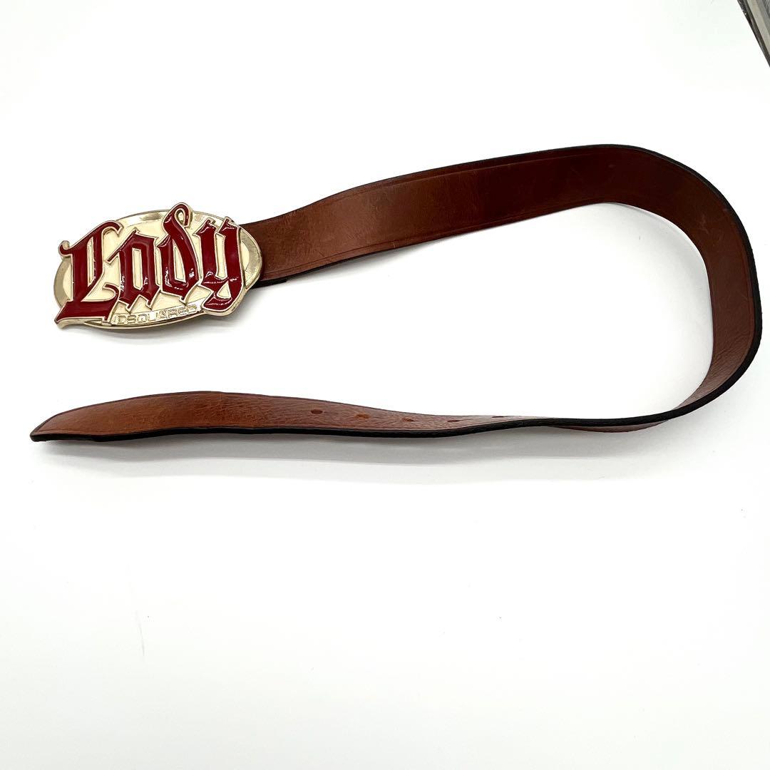 【美品】Dsquared2 Ladyロゴ レザーベルト　ブラウン