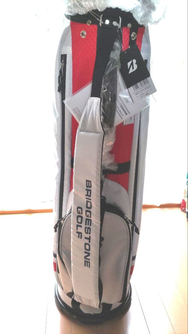 ワカメBRIDGESTONE GOLF キャディバッグ ホワイト/レッド