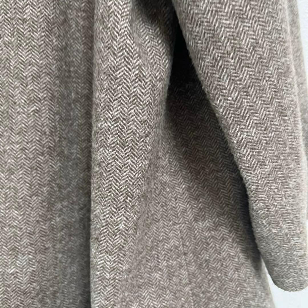 【美品】GLOBAL WORK 軽やかストレッチ衿2WAYコート　ヘリンボーン