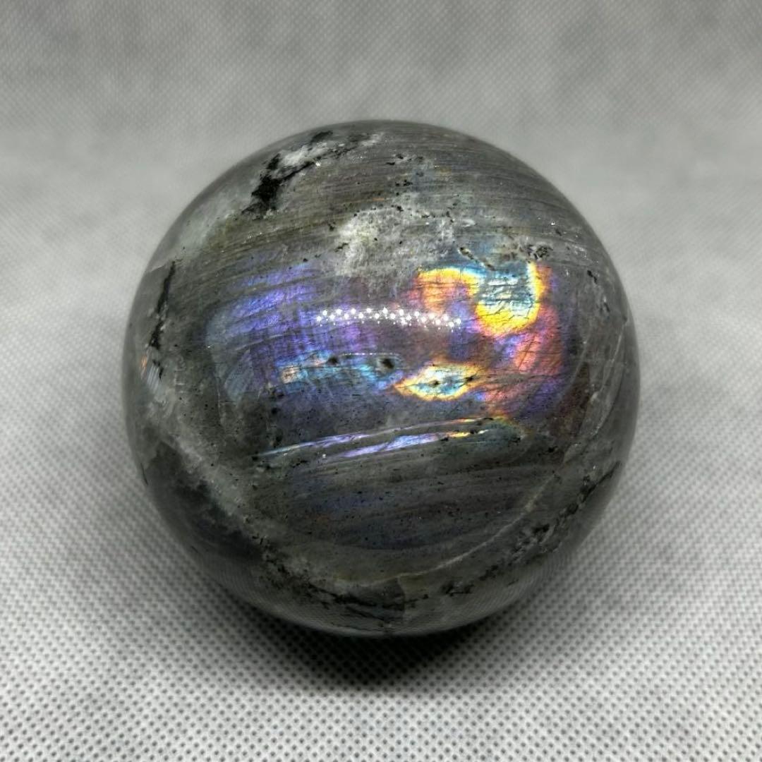 直径7.4cm　カラフル　ラブラドライト　BIG　スフィア　レア　丸玉　587g
