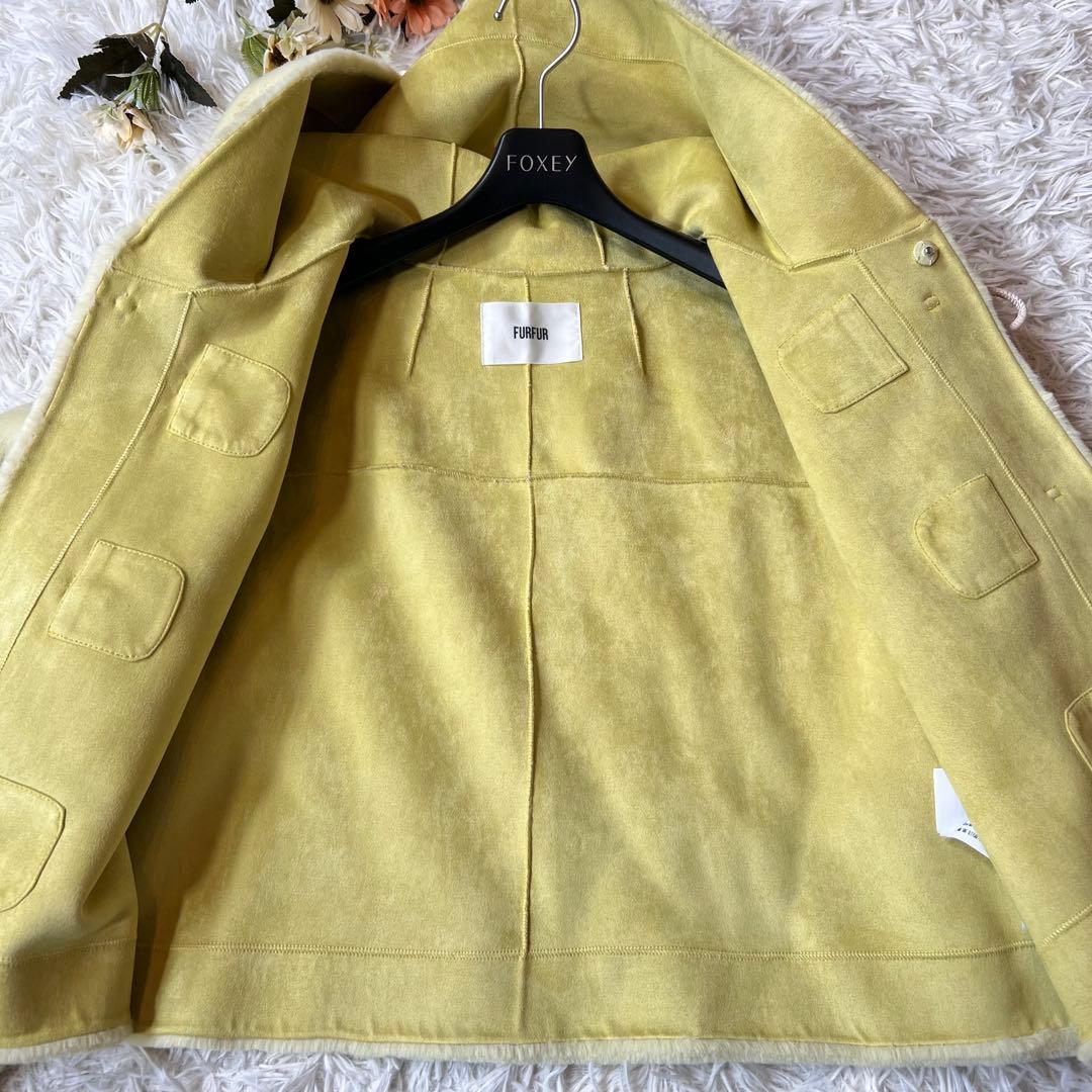 タグ付 FURFUR ファーファー リボン ショート ダッフル コート LIME