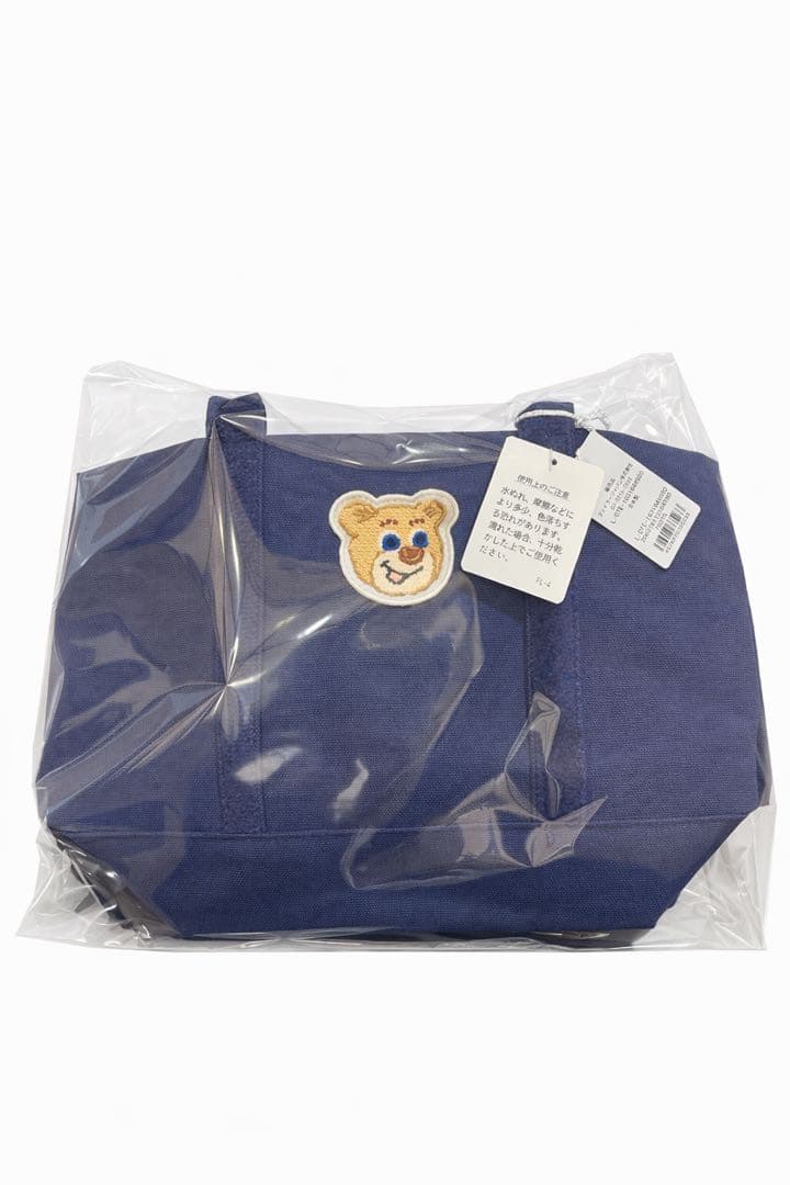 ぽこ FEILER オールドテディワッペントートバッグ　ネイビー