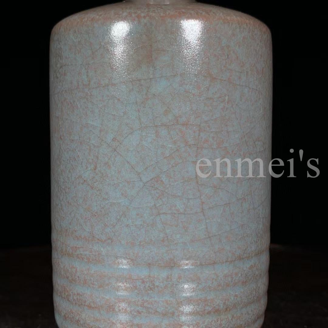 中国古美術・希少・旧蔵品・宋代冬瓜瓶（陶磁器）•汝窯・案頭・置物・文房具