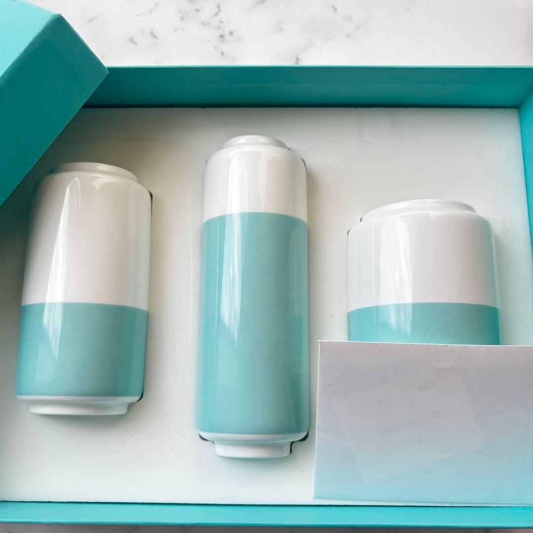 【箱付極美品】Tiffany ティファニー カラーブロック　フラワーベース 3個