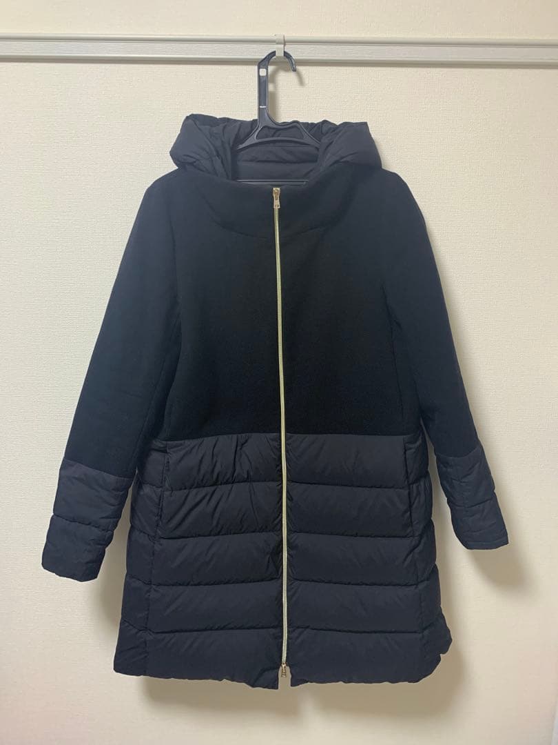 Herno ヘルノ 異素材切り替えダウンジャケット ブラック46サイズ