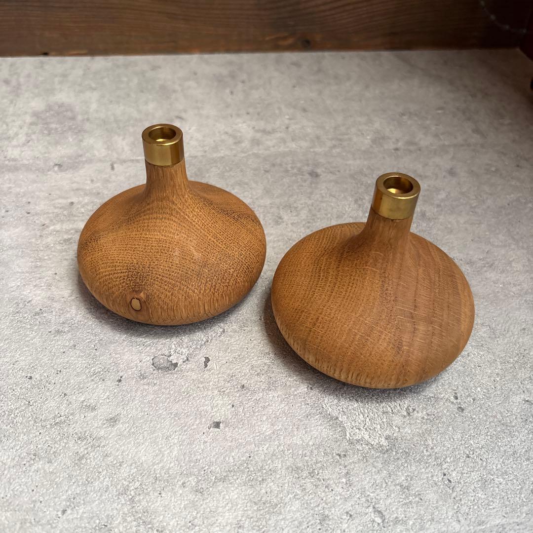 OVO Things オーク キャンドルホルダー 2個セット 木製 ろうそく