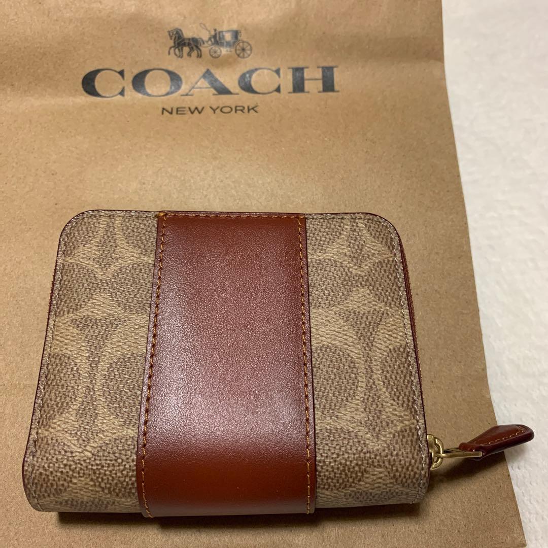 COACH コーチ　新品未使用　二つ折り　財布　シグネチャー　ブラウン