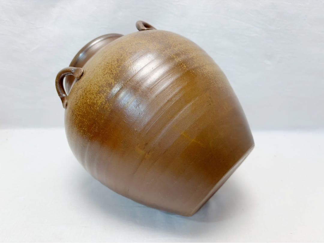 ほぼ未使用 茶道具 陶峰作 備前 茶壺 飾り壺 飾網紐付 陶印 陶印 共箱