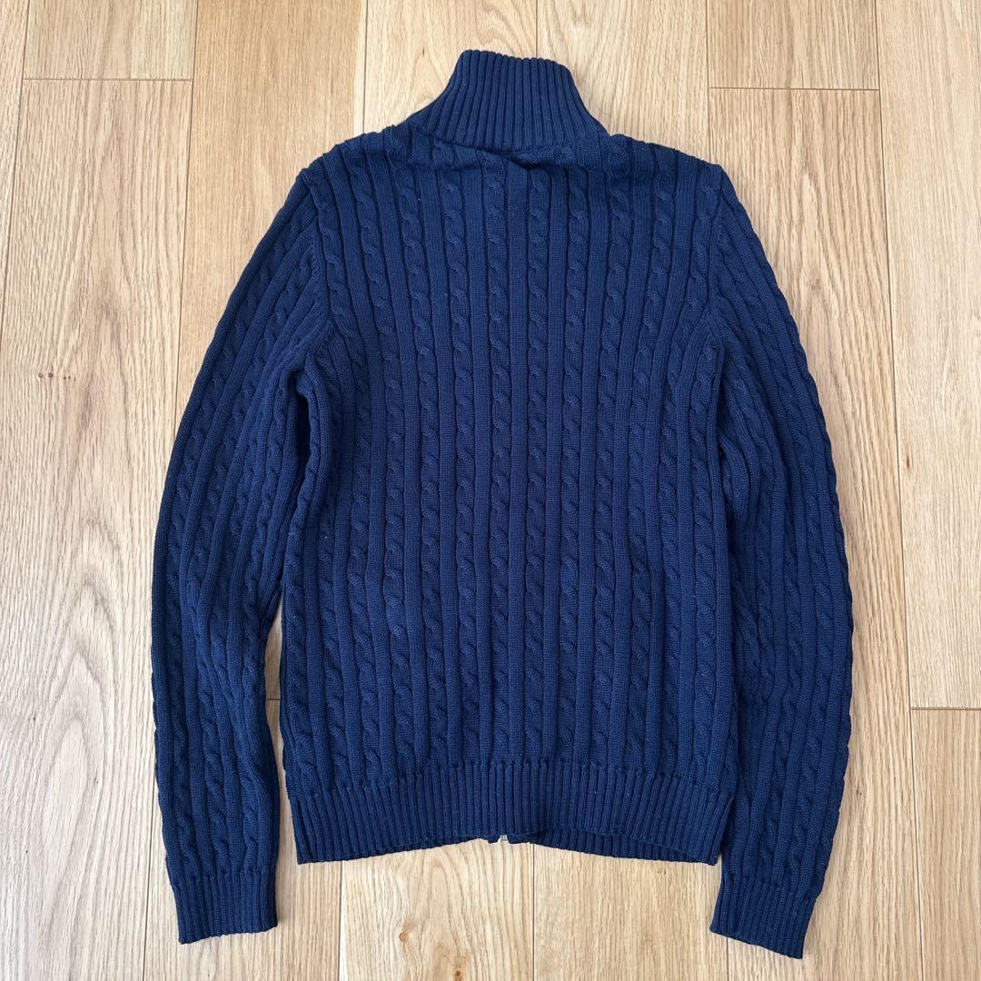【大人気】ローレンラルフローレン　ケーブルニット　ジップアップセーター　刺繍ロゴ