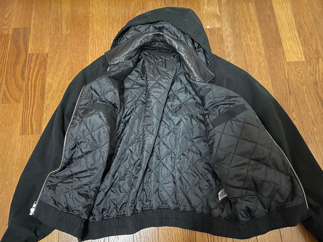 supreme leather collar utility jacket 黒